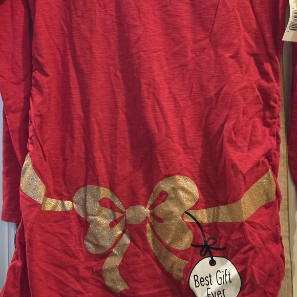 NWT RARE Koala Kik Xmas 🎁 Small Maternity Tee with Gold Bow - Picture 2 of 5
